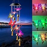 Black Color Butterfly Bell Solar Butterfly Wind Chimes Butterfly Gifts Solar Bell Butterfly Lights Outdoor Solar Hanging Lights Gardening Gifts Gifts for mom Garden Decor Solar Butterfly Gifts