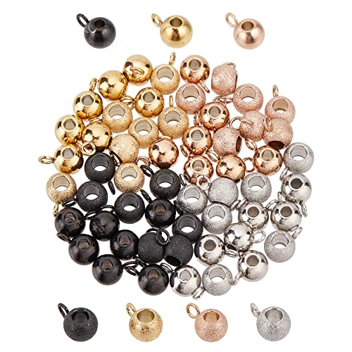 DICOSMETIC 64Pcs 2 Styles 4 Colors Hanger Bail Beads Stainless Steel Bail Tube Beads Frosted Hanger Link Beads for DIY Jewellry Making Hole: 2mm
