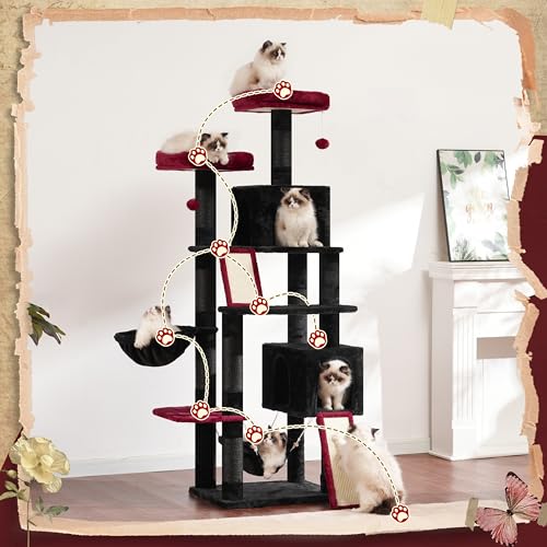 Image of Gitelsnour Cat Tree, 71'' Tower for Large Cat with Scratching Post, GCT032BR