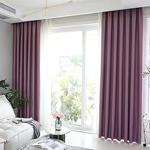 MacoHome Solid Thermal Insulated Grommet Curtain Panel Extra Long and Wide Blackout Window Treatment Room Darkening Drapes(Violet, 42" W x 63" L) Cover