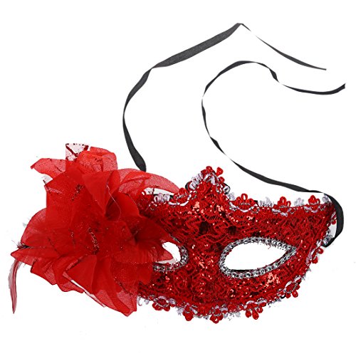 Masquerade Mask For Women Venetian Masks Christmas Women Flower Half-Face Masks Eye Mask Cosplay Lace Mask (Red) #TOP2
