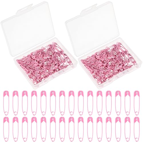 240 Pieces Mini Safety Pins 0.75inch Metal Pins for Clothes Sewing Arts Craft Costume Handicrafts Jewelry Making Bulk Rust Pin for Decorate and Organize Items (Pink)