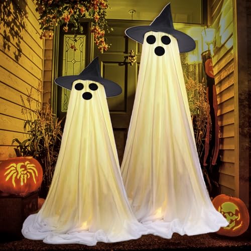 Halloween Decorations Outdoor Indoor with Timer, 2 Pcs Lighted Cute