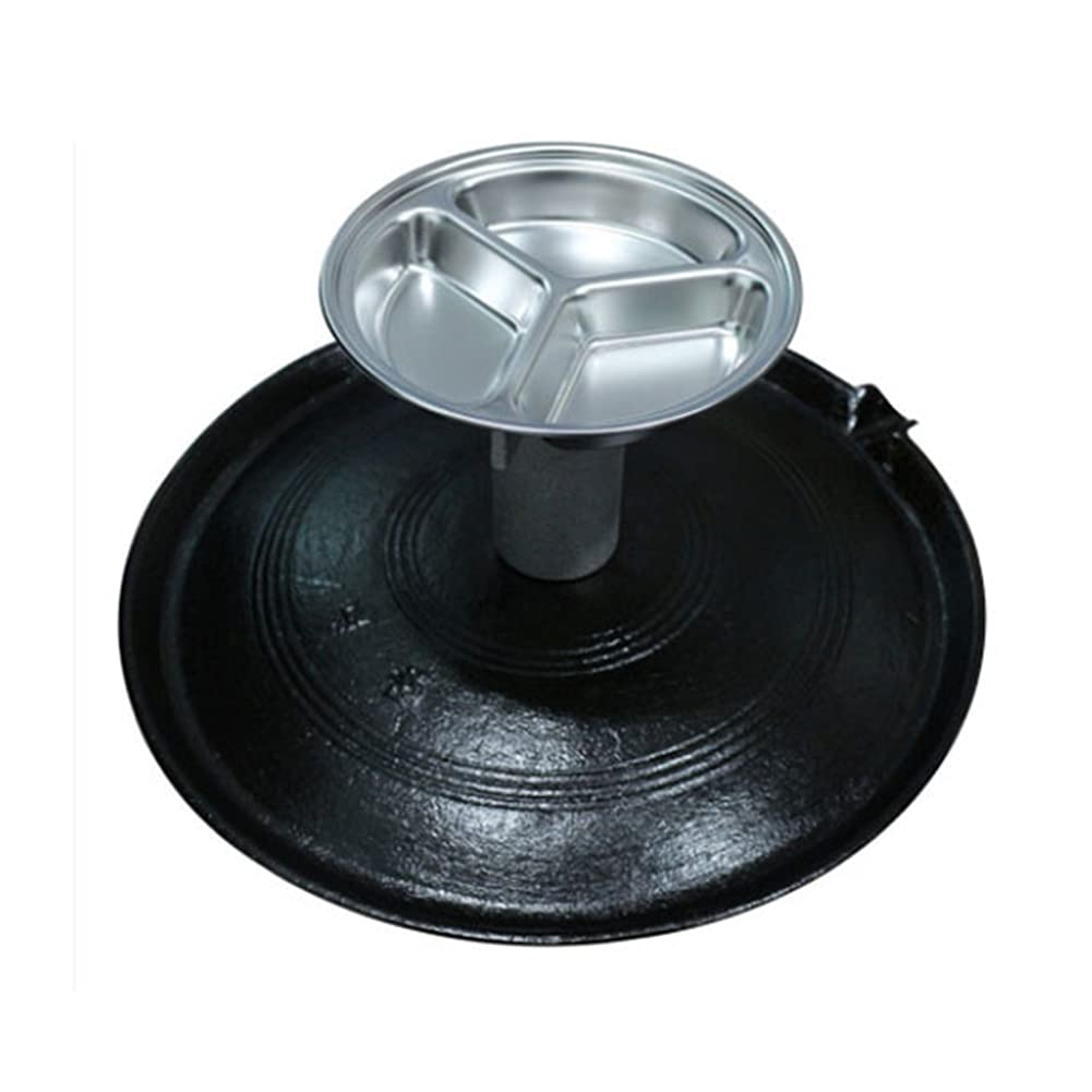 TULGIGS Multi Use Korea Traditional Cauldron Lid Grill BBQ Pan Barbecue Grill Pan,Griddle For Roasing Pork Belly,Indoor & Outdoor Nonstick Caldron Cast Iron Grilled Plate (15.35