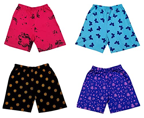 Image of indi weaves Girls Cotton Printed Shorts (Pack of 4)
