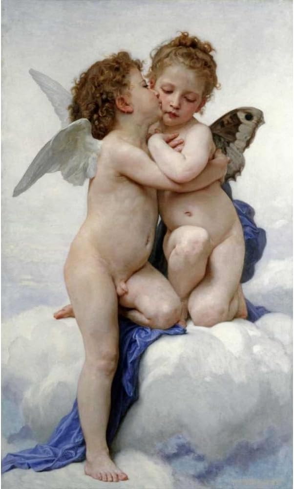 ArtDirect The First Kiss Unframed Art Print Giclee Poster by Bouguereau, William-Adolphe - Ready for Framing with Customization Sizes 6x10, 8x14, 12x20, 22x36, 29x48, and 36x60 Inches