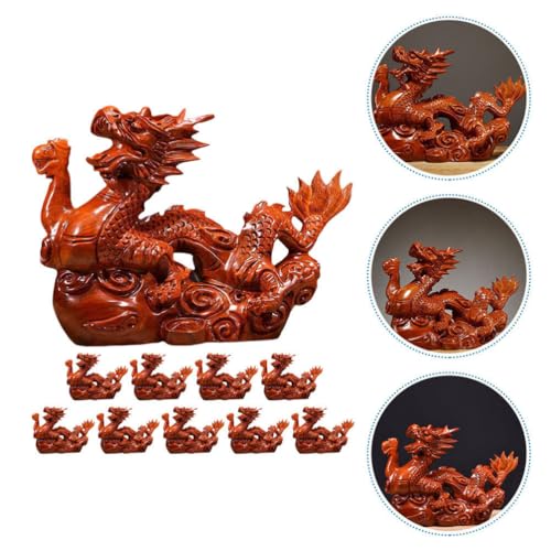 Wooden Dragon Ornaments - Hand-Carved Chinese Dragon Decoration for Living Room for Lovers 9 5Cm, Brown, 9.50X5.00X2.50CM - Image 4