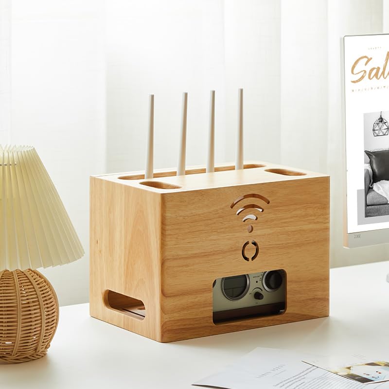 Organizator kablowy, router biurkowy, pudełko do przechowywania WiFi, bez dziurkowania, masywnego drewna, szafka na telewizor, blokowanie i przechowywanie Pudełko do zarządzania kablami do biurka,
