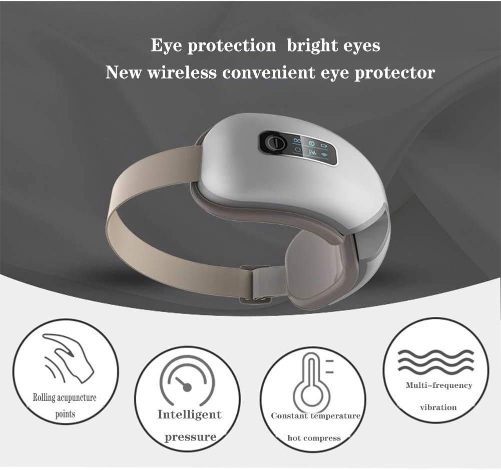 Augenmassagegerät, 6 Funktionen, 5 Modi, elektrisches Augenmassagegerät mit Wärme, Vibration, Luftdruck 4D zur Linderung der Ermüdung der Augen, Bluetooth-Musik, Verbesserung des Schlafes,