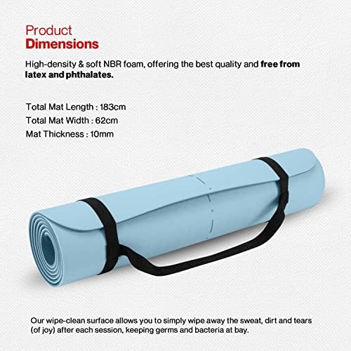 Gallant TPE Yoga Mat - Eco-Friendly Thick TPE Yoga Mat for Gymnastics Exercise Fitness Pilates Home Gym Workout - Double Sided With Carry Straps Non-Slip Yoga Mats for Women and Men - 183 x 60cm x 6mm