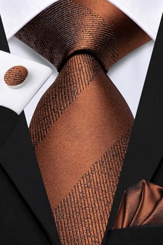 Image of Hi-Tie Mens Paisley Floral Striped Ties Set Silk Necktie and Lapel Pin for Men Pocket Square Cufflinks Set Business Wedding