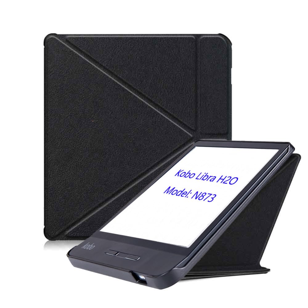 Case for 7-inch Kobo Libra H2O N873 e-reader case with magnetic holder, soft TPU N873 cover, and automatic wake-up function (Dark Green) — view 10