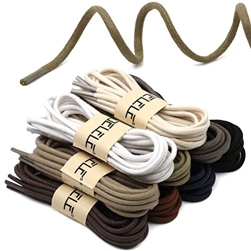 Image of DELELE 2 Pair Super Cotton Round Waxed Shoelaces 1 /8 inchThick Shoe String Boot Laces for Dress Shoes
