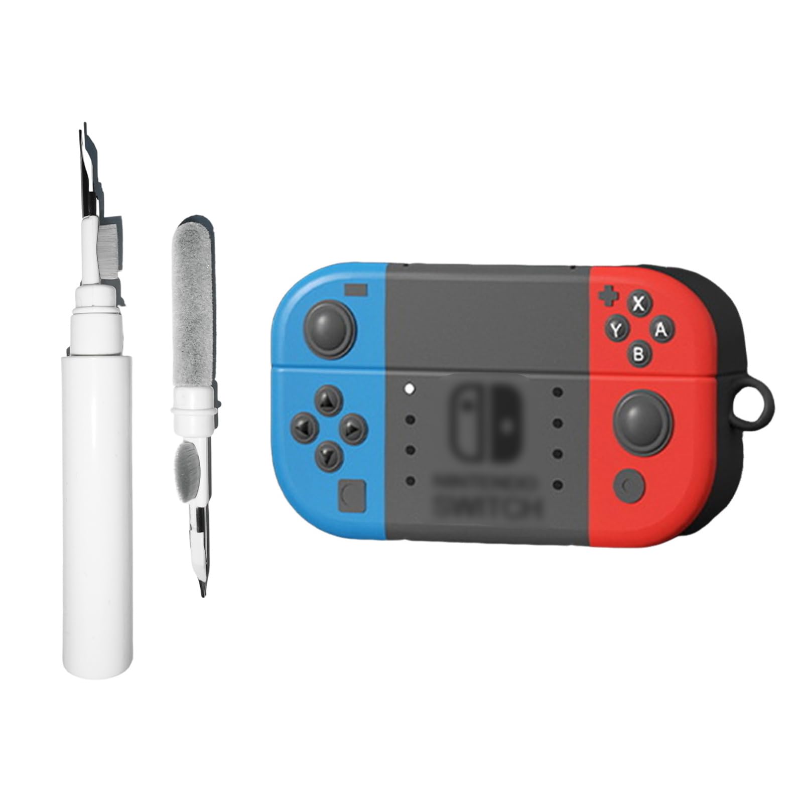 [3 in 1]Game Case Compatible with Beats Solo Buds 2024 Case with Carabiner, Cute Cartoon Funny Silicone Shockproof Protective Case for Men with Cleaning Kit