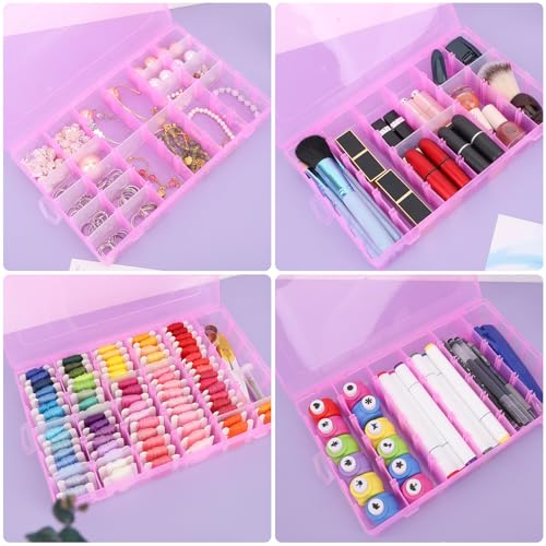 Image of False Nail Container, 36-Gird Plastic Nail Art Organizers Storage Box with Adjustable Dividers, False Jewelry Diamonds Charms Nail 3D Decorations Manicure Accessory Holder Case, 2 Packs