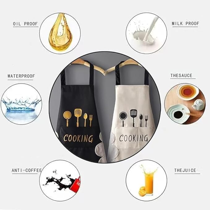 Image of Kitchen Apron for Women with Big Front Pocket Hand-Wiping Waterproof Apron for Kitchen Unique Design Kitchen Accessories items for Home Cooking