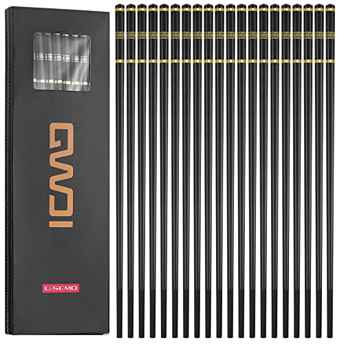 10 Paia Bacchette Cinesi In Fibra Di Vetro - Antiscivolo, Lavabili In Lavastoviglie, Colore Oro E Nero