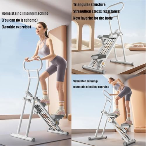 Vertical Climber Exercise Machine - Folding Stair Stepper for Full Body Cardio Workout at Home Gym - Compact Fitness Equipment for Weight Loss and Toning - White