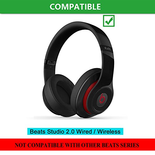 Studio 2.0 Replacement Earpads - JECOBB Almohadillas para Oreja con Cuero de Proteína y Espuma de Memoria para Beats Studio 2 Wired/Wireless, Audífonos Over-Ear B0500 / B0501 de Dr. Dre SOLO (Rojo) miniatura 2