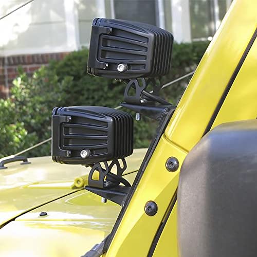 Auxmart Dual A-Pillar Mounting Brackets For Led Light Bar Work Lights For 2007 2008 2009 2010 2011 2012 2013 2014 2015 2016 2017 Jeep Wrangler Jk/Jku 2Dr 4Dr (1 Pair,Black) #TOP3