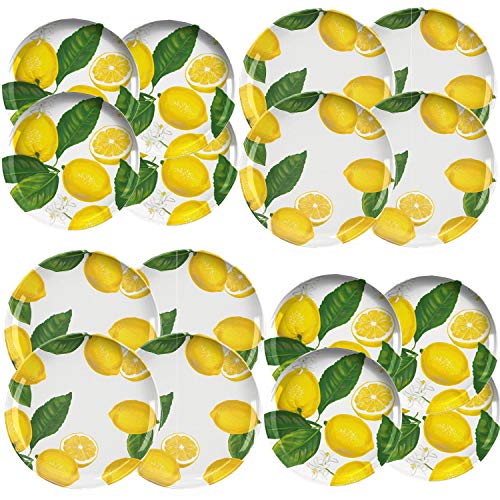 Lemon Outdoor/Camping/BBQ - Plastic/Melamine Dinner & Side Plates Set (16)