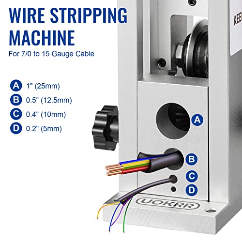 UOKRR Manual Wire Stripper Machine 0.06-1in, Cable Stripper Machine for Drill, Wire Stripper Tool with Hand Crank Portable, Wire Stripping Machine for Scrap Copper Recycling - Thumbnail 6