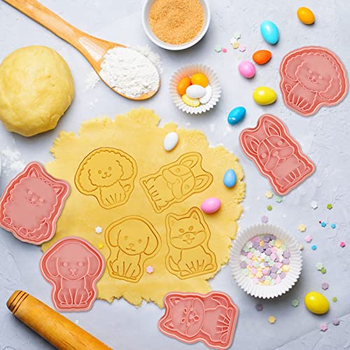 Dog Cookie Cutters Set, 8 Pcs Puppy Cookie Cutter With Plunger Stamps, Cute Cookie Cutters For Diy Biscuit Dog Snacks Cheese Baking #TOP1