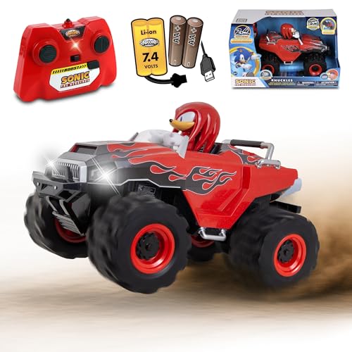 NKOK RC Sonic Racing CrossWorlds Monster Truck, Knuckles, Ready-to-Run 2.4GHz Remote Control, Turbo Boost, Wheelie & Donut Action, All-Terrain, Off-Road, Ages 6+, Fun Gift for Kids, Toy Award Winner