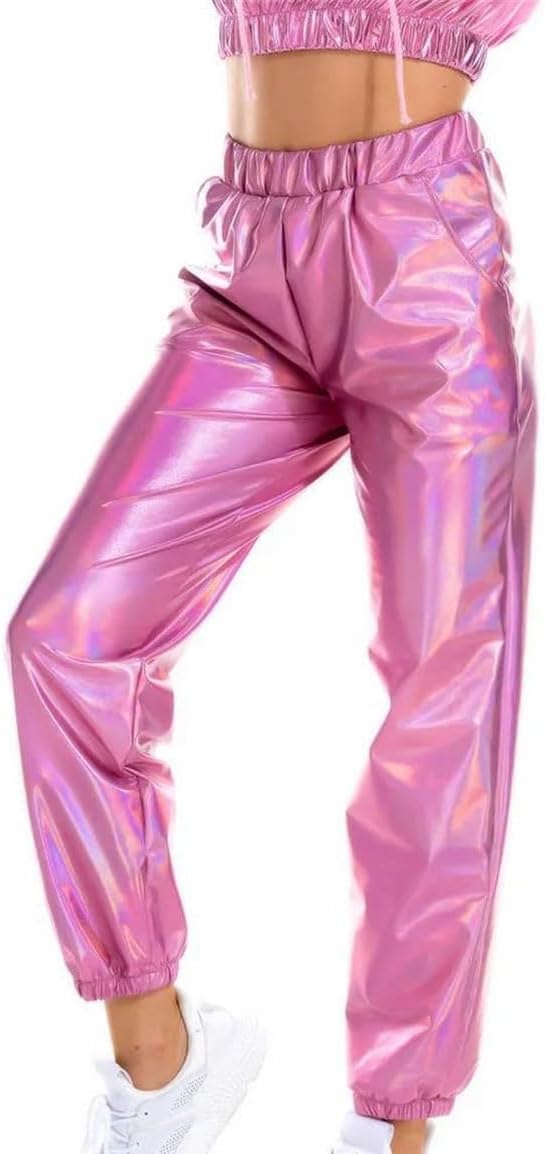 Women's Nightclub Pole Dance Pants Hip Hop Loose Slacks Stage Performance Costume Holographic Trousers