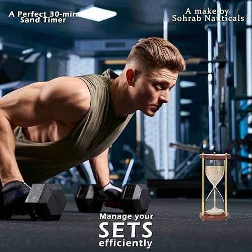 Image of 30 Minute Wooden Sand Timer 30 Minute Hourglass | Natural Sand Color | 7.5x7.5x17cm |Tea Making Home & Kitchen Office Table | Sand Timer for Kids | Hourglass for Gifts (Pack of 1).