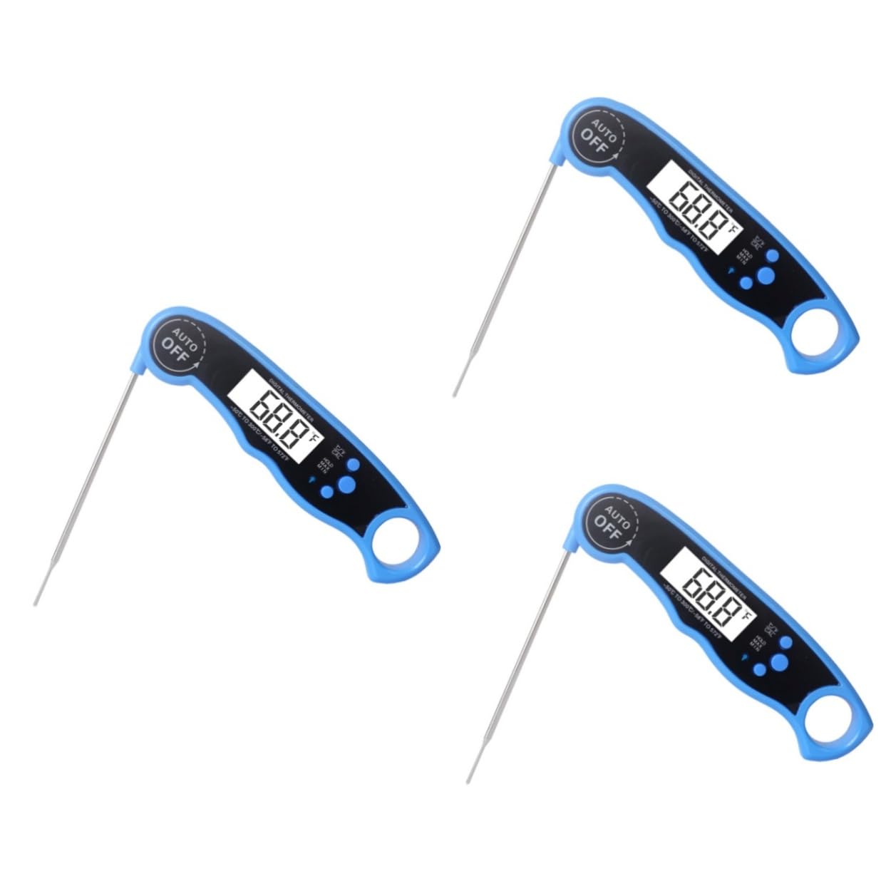 MAGICLULU 3piezas Termómetro Digital Instantáneo Para Cocina Con Retroiluminación y Calibración Azul Para Medición Rápida De Carnes y Alimentos