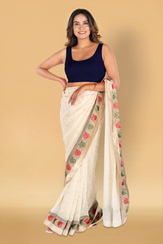 Image of Abhi Cotton Readymade Saree Blouse for Women- Sleeveless, U-Neck, Regular-fit, Stretchable, Pull-on Style