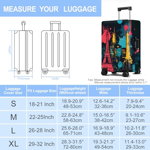 THISFIND Luggage Cover Washable Suitcase Protector Anti-scratch Suitcase cover Fits 20-34 Inch Luggage (Tower-4, M(24-26inch suitcase)) - Thumbnail 6