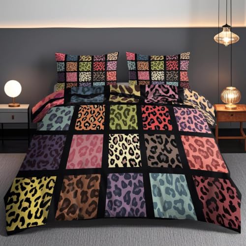 Ensemble de literie en microfibre douce style léopard multicolore - 3