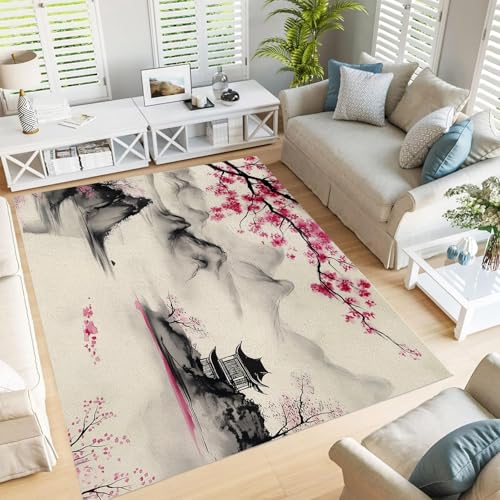 Alfombra de cerezos en flor estilo retro para crear zonas de juego infantiles