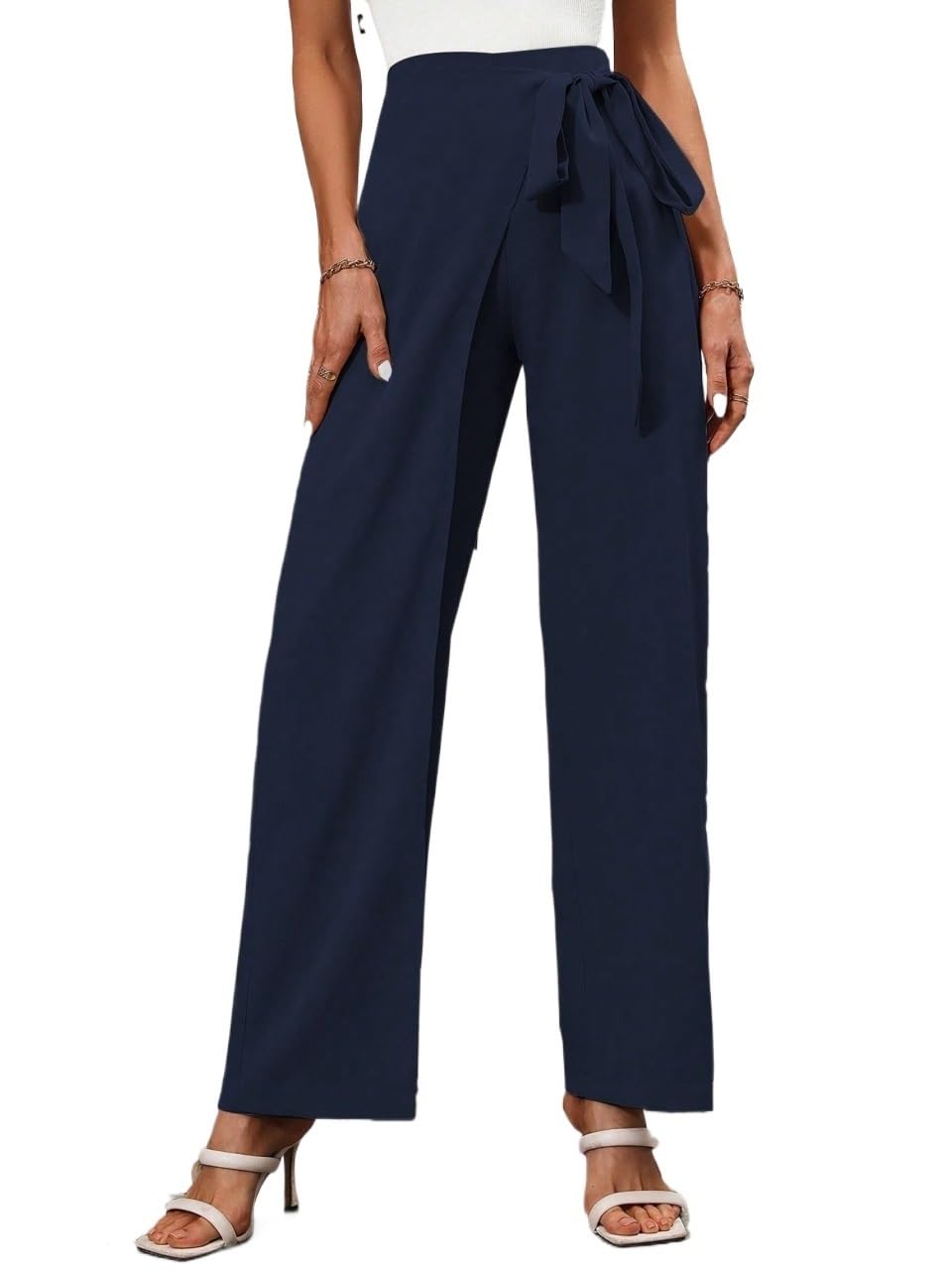 RAISER Womens Business Work Casual Pants Wrap Knot Side Pants High Waist