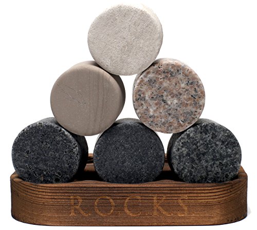 Whiskey Chilling Stones - Set van 6 handgemaakte premium graniet ronde nippende rotsen - hardhouten presentatie en… - Afbeelding 6