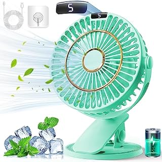Multper Wentylator biurkowy USB, ulepszony wyświetlacz LCD, mini wentylator z 5 prędkościami, obracany o 720°, cichy wentylator stołowy, przenośny wentylator 15 cm, do biura, domu, sypialni,