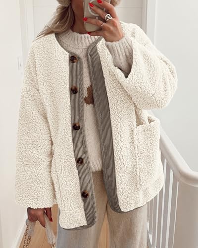 Prettygarden Women'S Warm Winter Coats Casual Long Sleeve Button Up Fuzzy Sherpa Fleece Jackets Outerwear thumb #2