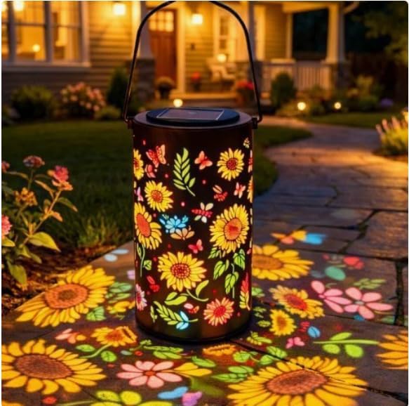 Colorful Sunflower Glow Solar Garden Lantern