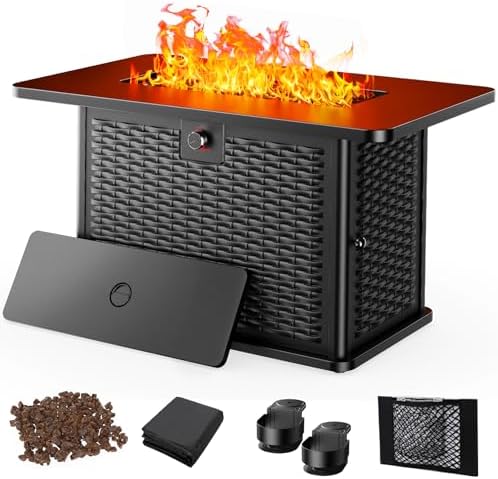 AMADA HOMEFURNISHING 43 Inch Propane Fire Pit Table, 60,000 BTU ...
