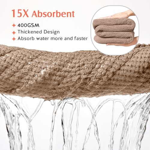 Image of YFONG 2 Pack Microfiber Hair Towel Wrap for Women, Super Absorbent Quick Dry Hair Turban for All Hair Style Anti Frizz, Large Hair Drying Towel with Button