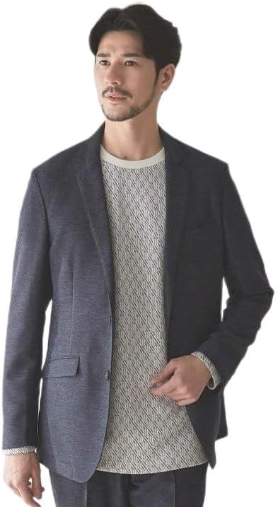 [ユニオンステーション] カラミ織りテーラードジャケット ネイビー M