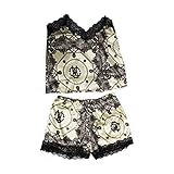  Russo Tessuti Baby Doll Canotta Top Short Intimo Pigiama Donna Satin Greca Barocco Merletto -Variante 4-XL