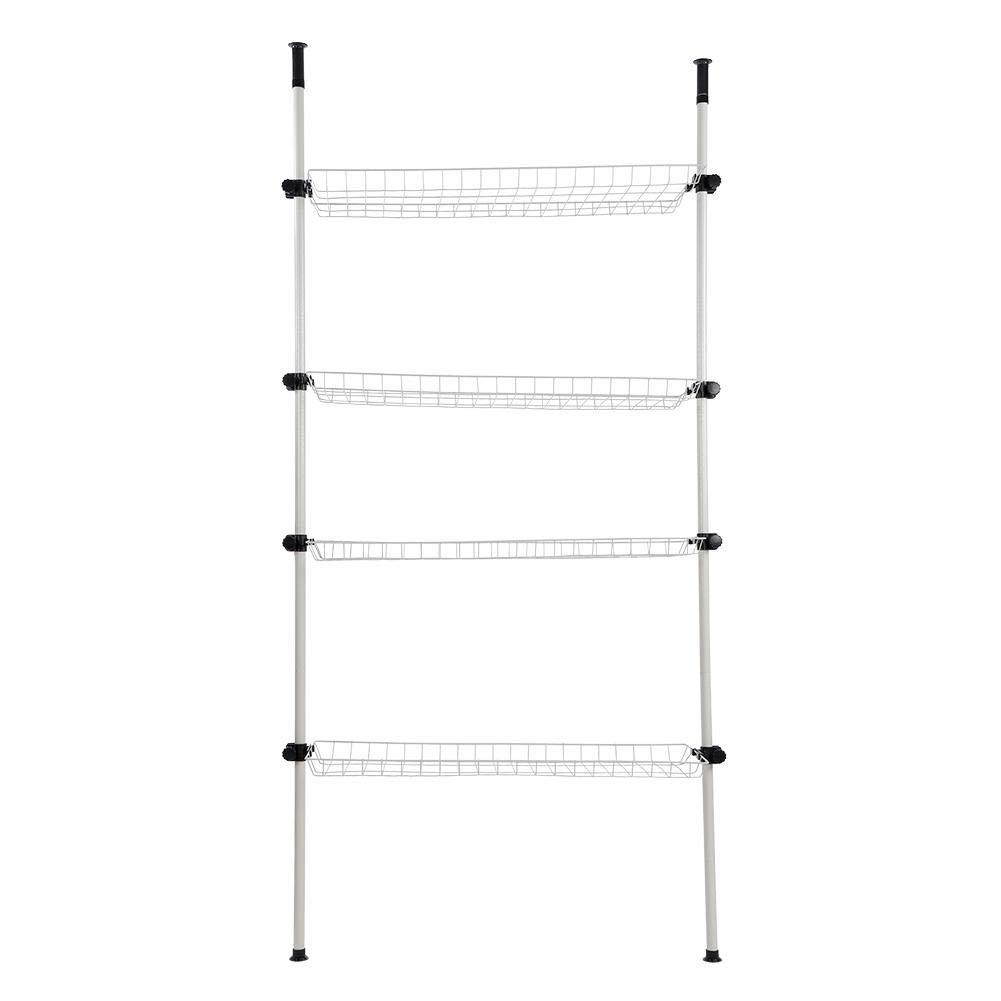 Ausla Wielowarstwowa Regulowana Półka do Przechowywania Kosze Metalowe Półka do Przechowywania 4 Zdejmowane Kosze 275 323 Cm od Podłogi Sufitu Żelazny Organizer Sypialni Pralnia Przedpokój