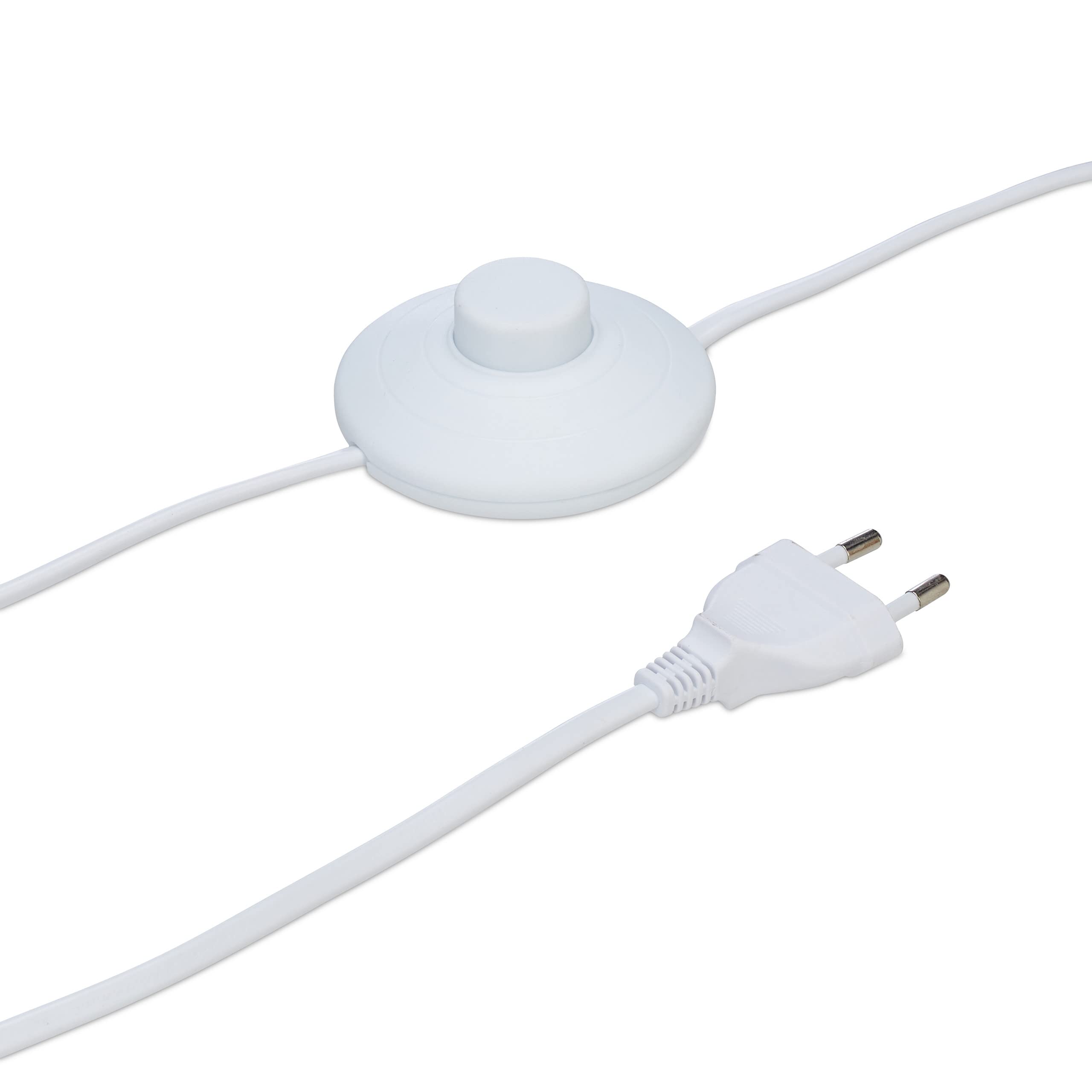 Relaxdays Stehlampe mit Stoffschirm, verchromter Fuß, E27 Fassung, Ø 40 cm, Wohnzimmer, Stehleuchte 148,5 cm hoch, weiß