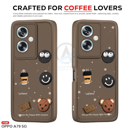 Image of AESTMO Back Case Cover for Oppo A79 5G Cover | Cute Fun Cartoon 3D Ball | Coffee Silicone Case | Full Body Protection | Camera Protection Back Cover for Oppo A79 5G (Brown)