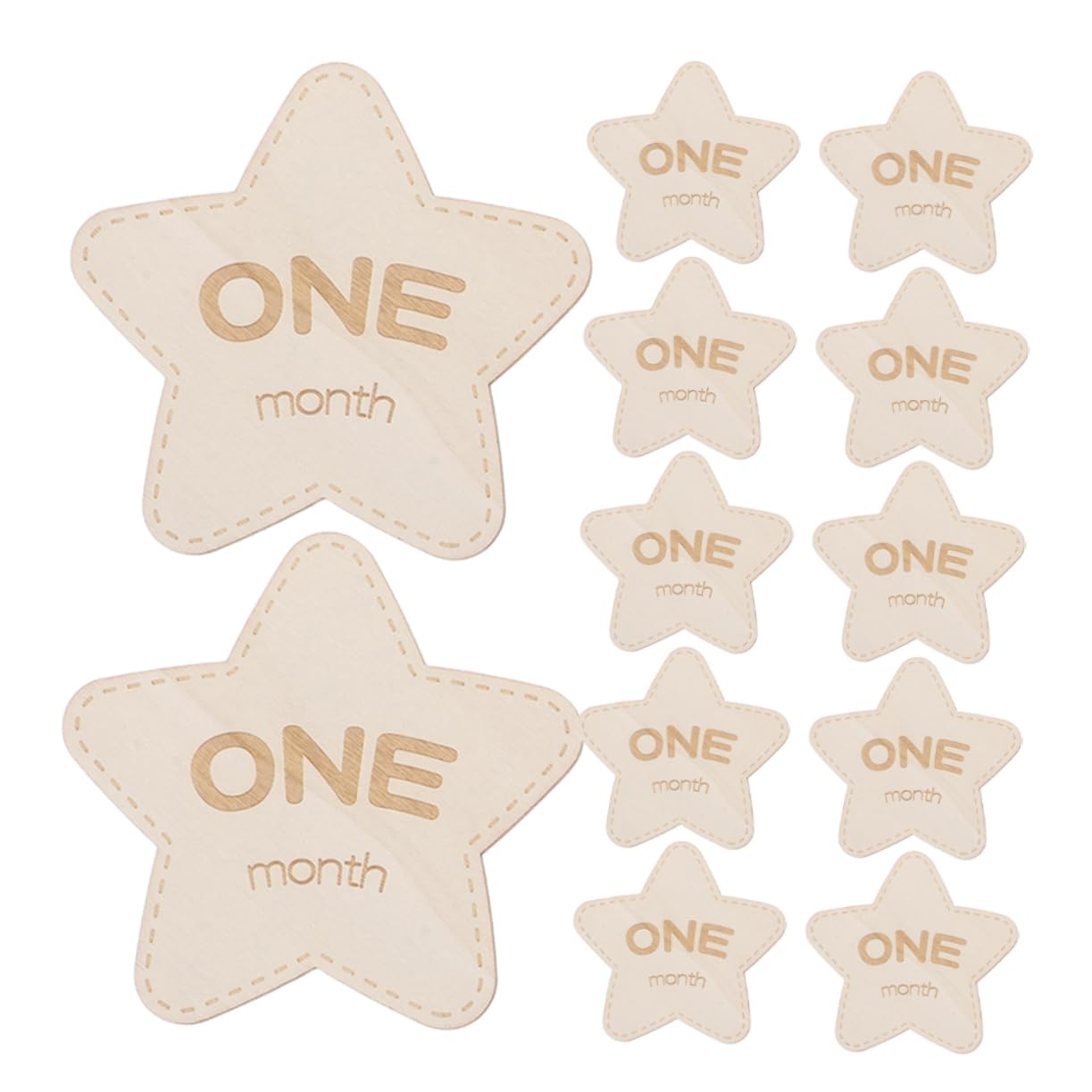 Beatifufu 12 Pcs Wooden Monthly Milestone Cards Reversible Girl Announcement Sign Newborn Photo Props Star Shape Photo Prop Discs Milestone