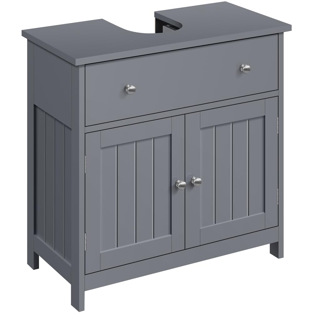 Yaheetech Mobile da Bagno Sottolavabo Mobiletto con Cassetto e Ripiano Portaoggetti Armadietto da Terra per Lavandino Salvaspazio Mobile da Archivio 60 × 30 × 60 cm (Grigio Scuro)