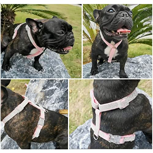 BT Bear Hundegeschirr, glitzernde Strasssteine, verstellbar, sichere Schnalle, Haustiergeschirr für Katzen, kleine Hunde, mittelgroße Hunde (Rosa, S)